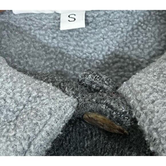 Bryn Walker Fleece Coat Trapeze Lagenlook Jacket Colorblock Blue Gray Size Small - Picture 6 of 6